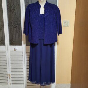 Jeanne Alexander Beautiful Blue Sparkle Dress & Jacket Suit